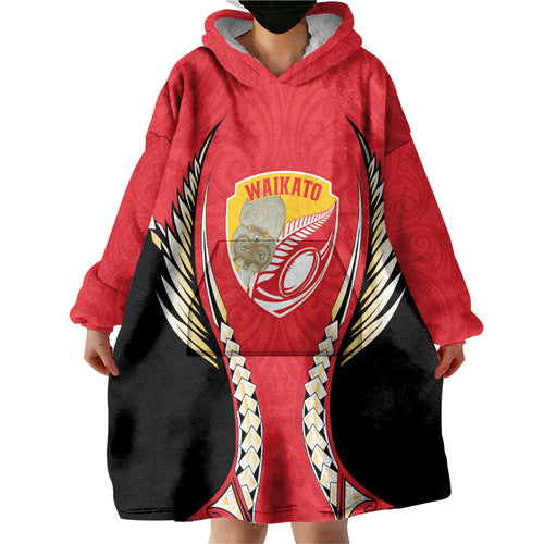 Waikato 2026 Rugby Custom Wearable Blanket Hoodie NZ Maori Silver Fern