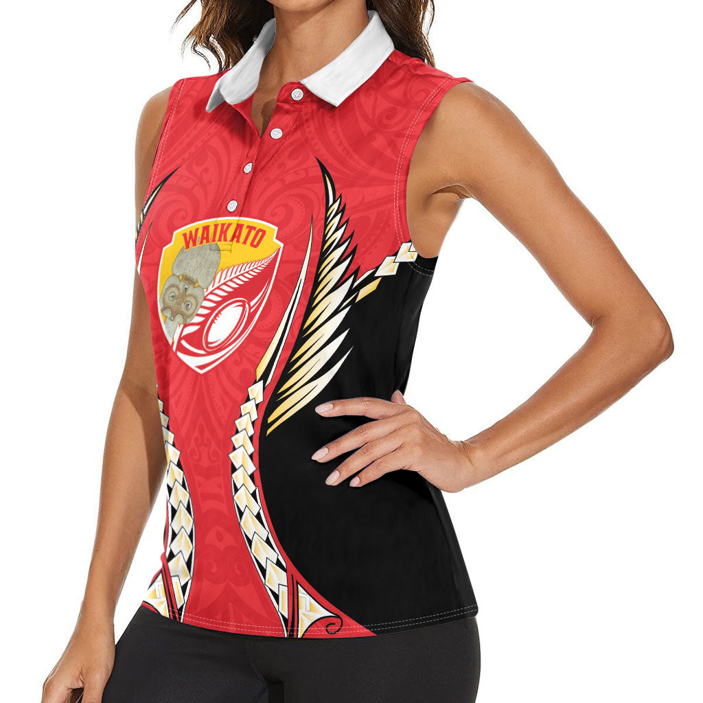 Waikato 2026 Rugby Custom Women Sleeveless Polo Shirt NZ Maori Silver Fern