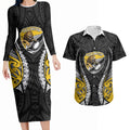 Wellington 2026 Rugby Custom Couples Matching Long Sleeve Bodycon Dress and Hawaiian Shirt NZ Maori Silver Fern