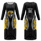 Wellington 2026 Rugby Custom Couples Matching Long Sleeve Bodycon Dress and Hawaiian Shirt NZ Maori Silver Fern LT14
