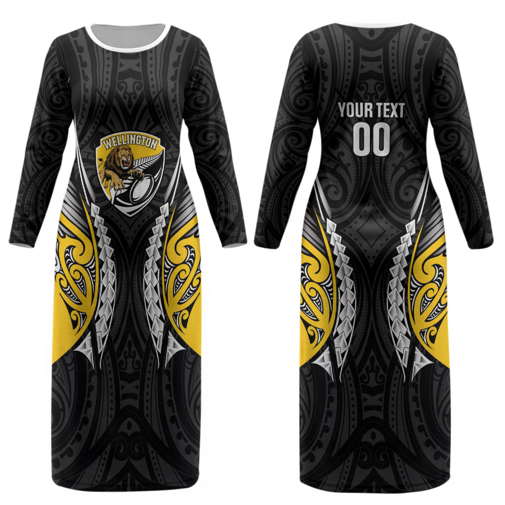 Wellington 2026 Rugby Custom Couples Matching Long Sleeve Bodycon Dress and Hawaiian Shirt NZ Maori Silver Fern LT14