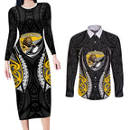 Wellington 2026 Rugby Custom Couples Matching Long Sleeve Bodycon Dress and Long Sleeve Button Shirt NZ Maori Silver Fern