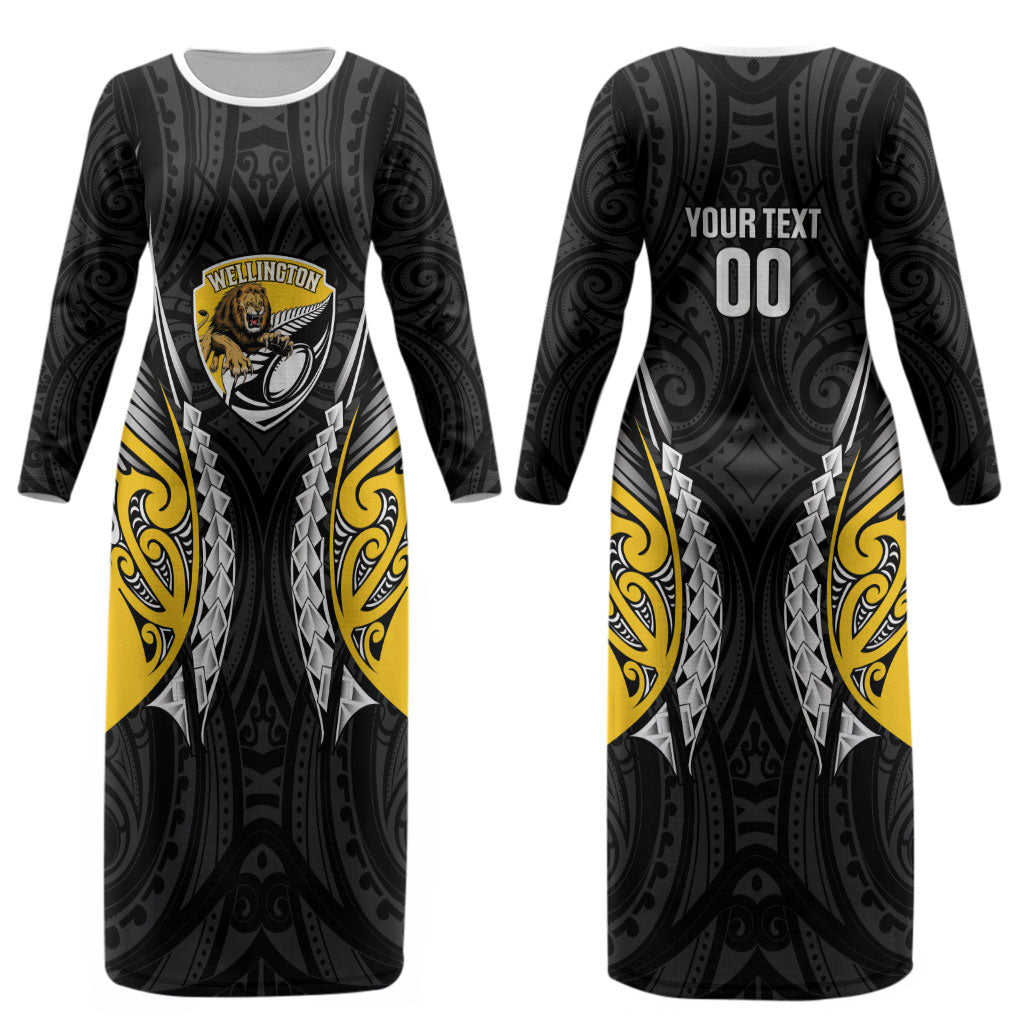 Wellington 2026 Rugby Custom Couples Matching Long Sleeve Bodycon Dress and Long Sleeve Button Shirt NZ Maori Silver Fern LT14