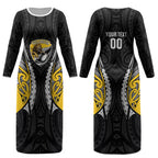 Wellington 2026 Rugby Custom Couples Matching Long Sleeve Bodycon Dress and Long Sleeve Button Shirt NZ Maori Silver Fern LT14