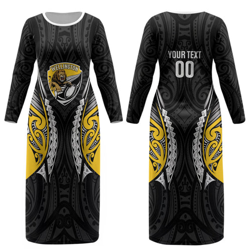 Wellington 2026 Rugby Custom Couples Matching Long Sleeve Bodycon Dress and Long Sleeve Button Shirt NZ Maori Silver Fern LT14