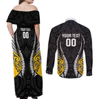 Wellington 2026 Rugby Custom Couples Matching Off Shoulder Maxi Dress and Long Sleeve Button Shirt NZ Maori Silver Fern