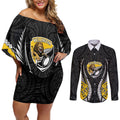 Wellington 2026 Rugby Custom Couples Matching Off Shoulder Short Dress and Long Sleeve Button Shirt NZ Maori Silver Fern