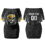 Wellington 2026 Rugby Custom Couples Matching Off Shoulder Short Dress and Long Sleeve Button Shirt NZ Maori Silver Fern LT14