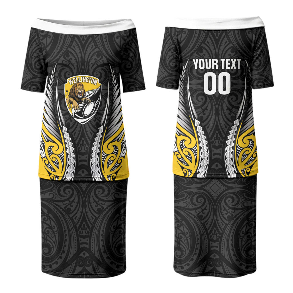 Wellington 2026 Rugby Custom Couples Matching Puletasi and Long Sleeve Button Shirt NZ Maori Silver Fern LT14