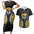 Wellington 2026 Rugby Custom Couples Matching Short Sleeve Bodycon Dress and Hawaiian Shirt NZ Maori Silver Fern