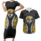 Wellington 2026 Rugby Custom Couples Matching Short Sleeve Bodycon Dress and Hawaiian Shirt NZ Maori Silver Fern