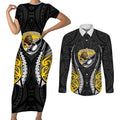 Wellington 2026 Rugby Custom Couples Matching Short Sleeve Bodycon Dress and Long Sleeve Button Shirt NZ Maori Silver Fern