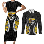 Wellington 2026 Rugby Custom Couples Matching Short Sleeve Bodycon Dress and Long Sleeve Button Shirt NZ Maori Silver Fern