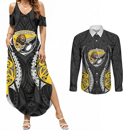 Wellington 2026 Rugby Custom Couples Matching Summer Maxi Dress and Long Sleeve Button Shirt NZ Maori Silver Fern