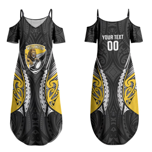 Wellington 2026 Rugby Custom Couples Matching Summer Maxi Dress and Long Sleeve Button Shirt NZ Maori Silver Fern LT14