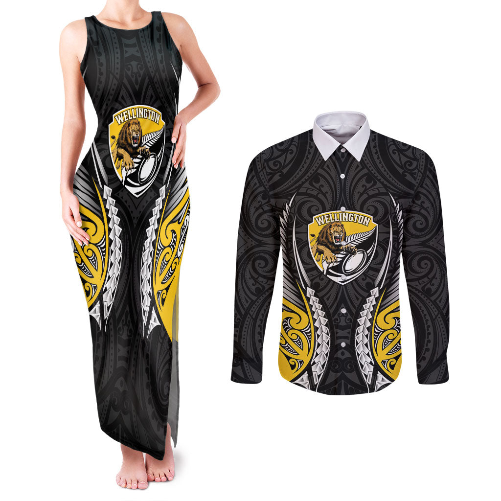 Wellington 2026 Rugby Custom Couples Matching Tank Maxi Dress and Long Sleeve Button Shirt NZ Maori Silver Fern