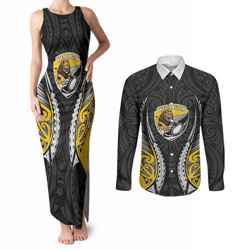 Wellington 2026 Rugby Custom Couples Matching Tank Maxi Dress and Long Sleeve Button Shirt NZ Maori Silver Fern