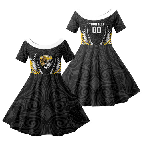Wellington 2026 Rugby Custom Family Matching Long Sleeve Bodycon Dress and Hawaiian Shirt NZ Maori Silver Fern