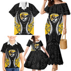 Wellington 2026 Rugby Custom Family Matching Mermaid Dress and Hawaiian Shirt NZ Maori Silver Fern