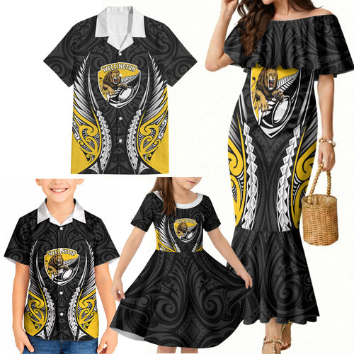 Wellington 2026 Rugby Custom Family Matching Mermaid Dress and Hawaiian Shirt NZ Maori Silver Fern