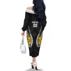 Wellington 2026 Rugby Custom Family Matching Off The Shoulder Long Sleeve Dress and Hawaiian Shirt NZ Maori Silver Fern