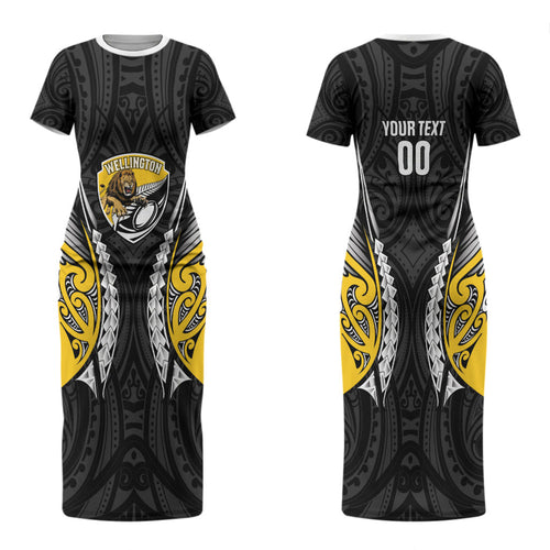 Wellington 2026 Rugby Custom Family Matching Short Sleeve Bodycon Dress and Hawaiian Shirt NZ Maori Silver Fern