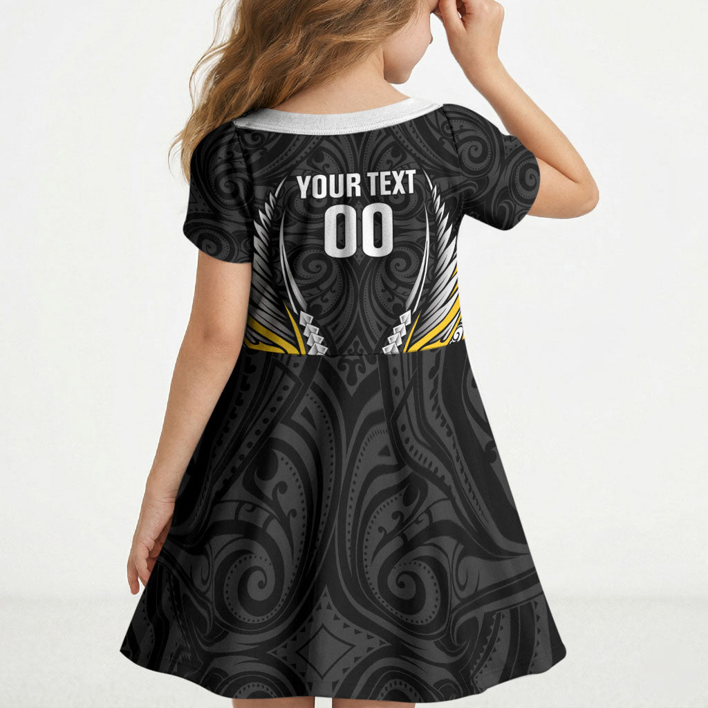 Wellington 2026 Rugby Custom Kid Short Sleeve Dress NZ Maori Silver Fern