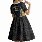 Wellington 2026 Rugby Custom Kid Short Sleeve Dress NZ Maori Silver Fern