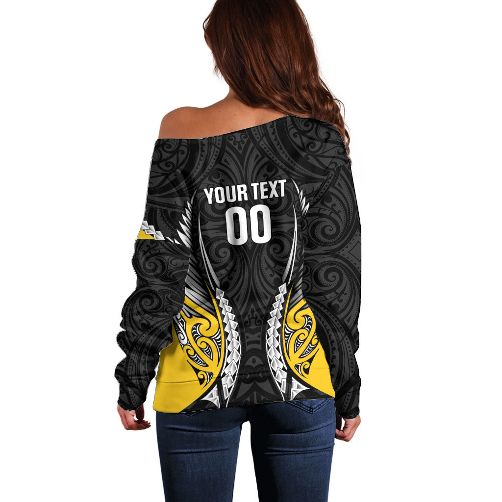 Wellington 2026 Rugby Custom Off Shoulder Sweater NZ Maori Silver Fern