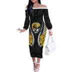 Wellington 2026 Rugby Custom Off The Shoulder Long Sleeve Dress NZ Maori Silver Fern