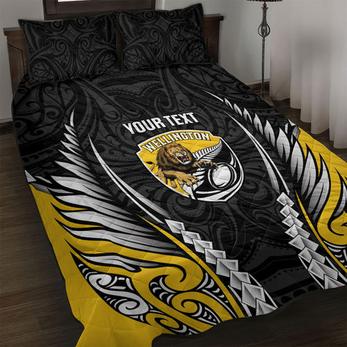Wellington 2026 Rugby Custom Quilt Bed Set NZ Maori Silver Fern