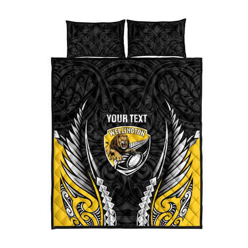Wellington 2026 Rugby Custom Quilt Bed Set NZ Maori Silver Fern