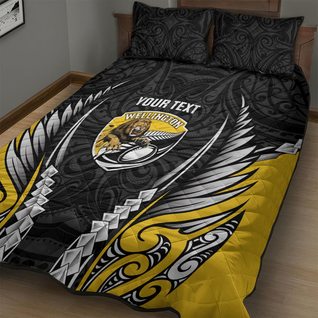 Wellington 2026 Rugby Custom Quilt Bed Set NZ Maori Silver Fern