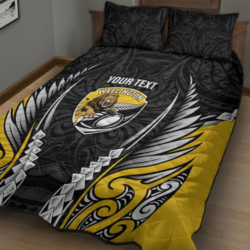 Wellington 2026 Rugby Custom Quilt Bed Set NZ Maori Silver Fern