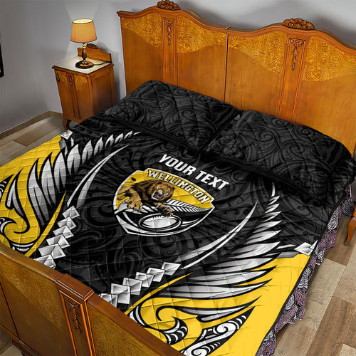 Wellington 2026 Rugby Custom Quilt Bed Set NZ Maori Silver Fern