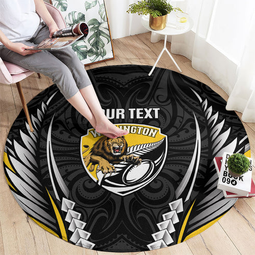 Wellington 2026 Rugby Custom Round Carpet NZ Maori Silver Fern