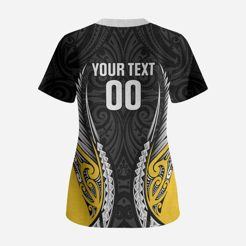 Wellington 2026 Rugby Custom Scrub Top NZ Maori Silver Fern
