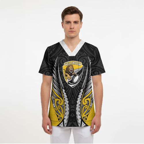 Wellington 2026 Rugby Custom Scrub Top NZ Maori Silver Fern
