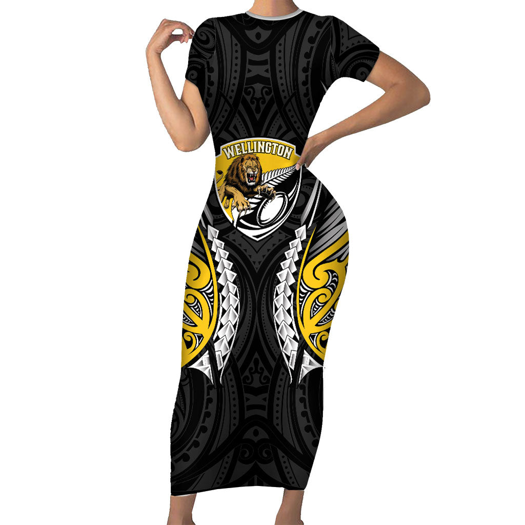 Wellington 2026 Rugby Custom Short Sleeve Bodycon Dress NZ Maori Silver Fern