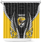 Wellington 2026 Rugby Custom Shower Curtain NZ Maori Silver Fern