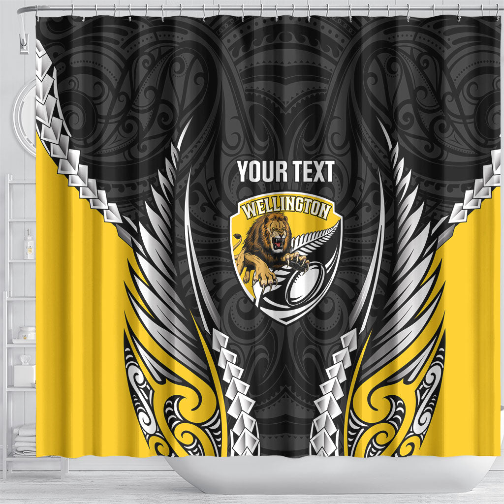 Wellington 2026 Rugby Custom Shower Curtain NZ Maori Silver Fern