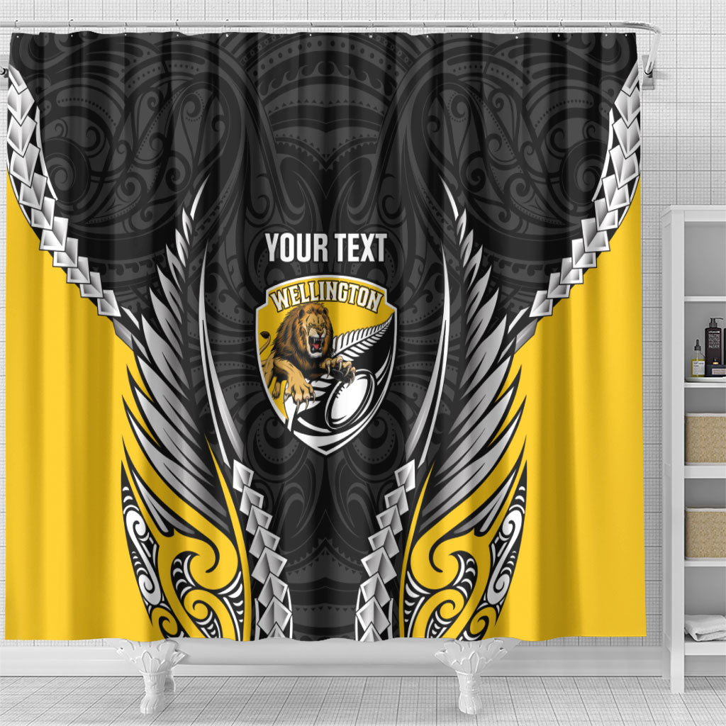Wellington 2026 Rugby Custom Shower Curtain NZ Maori Silver Fern