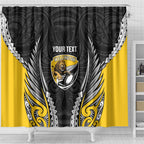 Wellington 2026 Rugby Custom Shower Curtain NZ Maori Silver Fern