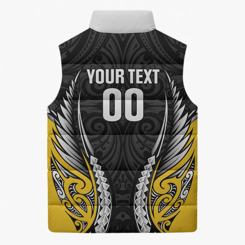 Wellington 2026 Rugby Custom Sleeveless Puffer Jacket NZ Maori Silver Fern