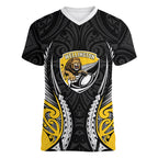 Wellington 2026 Rugby Custom Women V-Neck T-Shirt NZ Maori Silver Fern