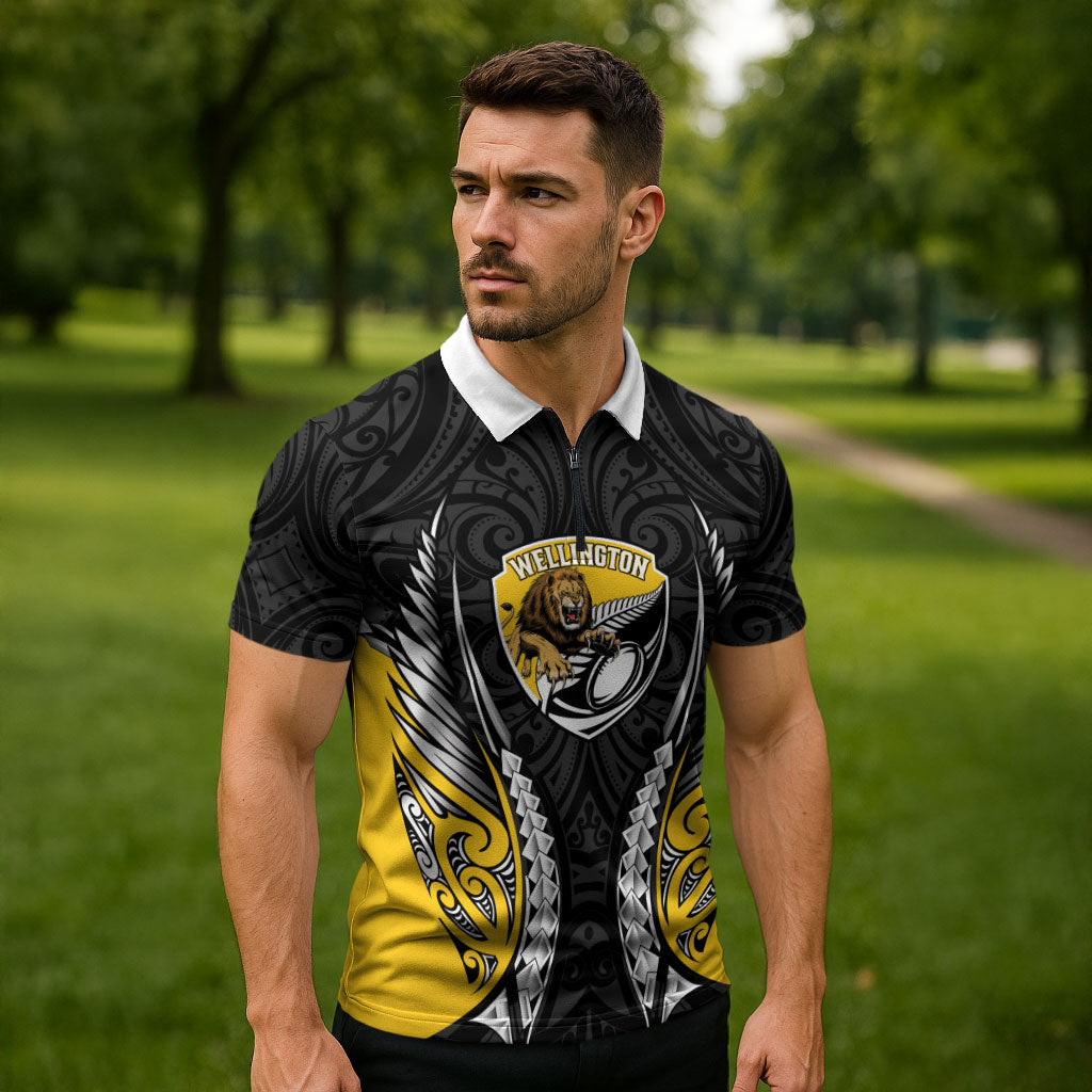 Wellington 2026 Rugby Custom Zipper Polo Shirt NZ Maori Silver Fern