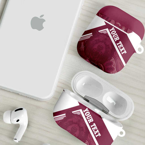 Burleigh Rugby Custom AirPods Case Go Bears Maroon Aboriginal Art - Aussie Hoodie