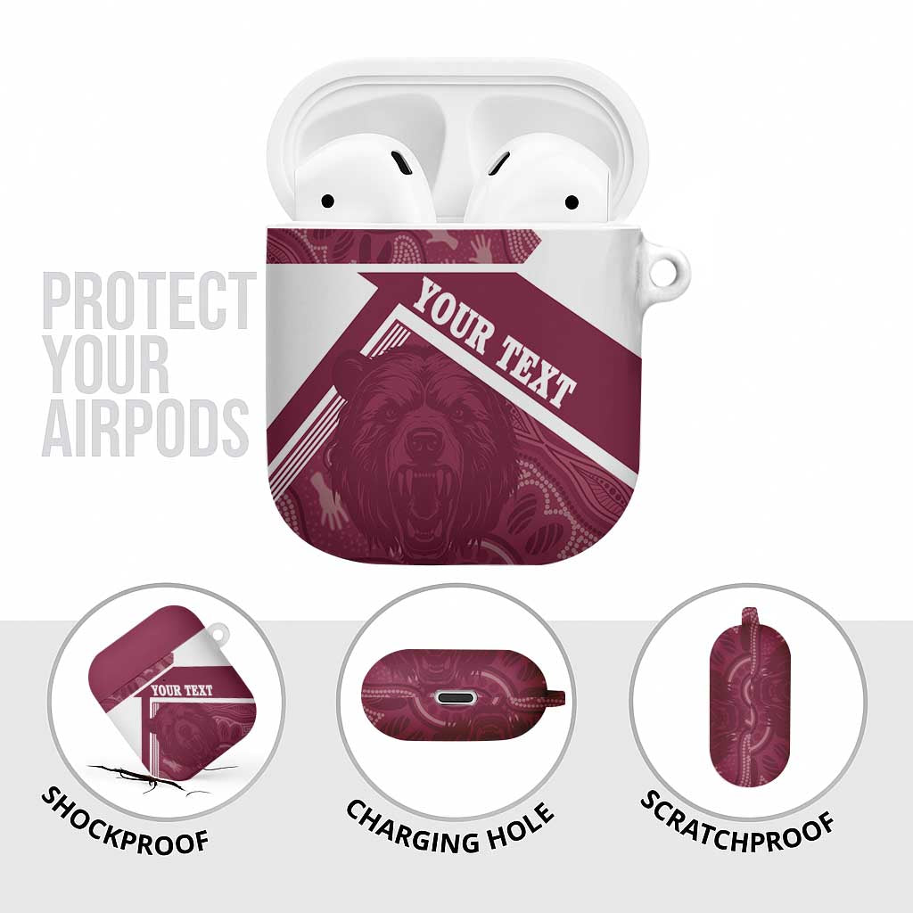 Burleigh Rugby Custom AirPods Case Go Bears Maroon Aboriginal Art - Aussie Hoodie
