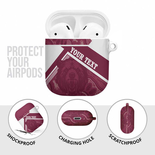 Burleigh Rugby Custom AirPods Case Go Bears Maroon Aboriginal Art - Aussie Hoodie