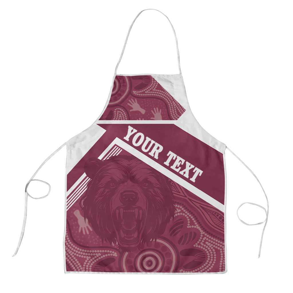Burleigh Rugby Custom Apron Go Bears Maroon Aboriginal Art - Aussie Hoodie